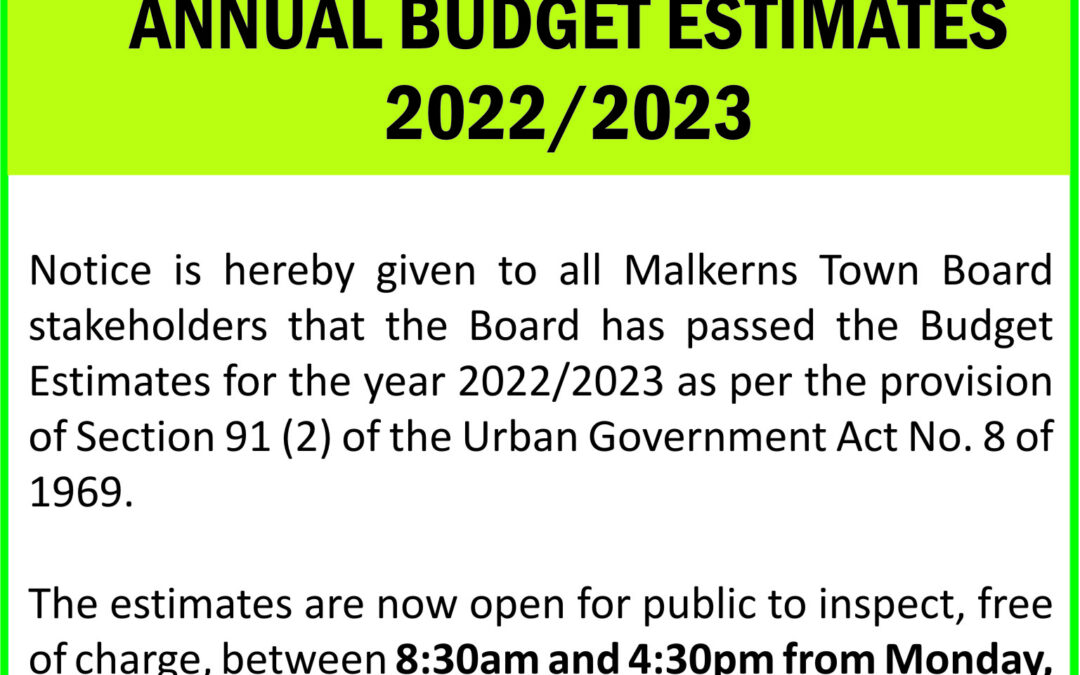 Annual Budget estimates 2022/2023